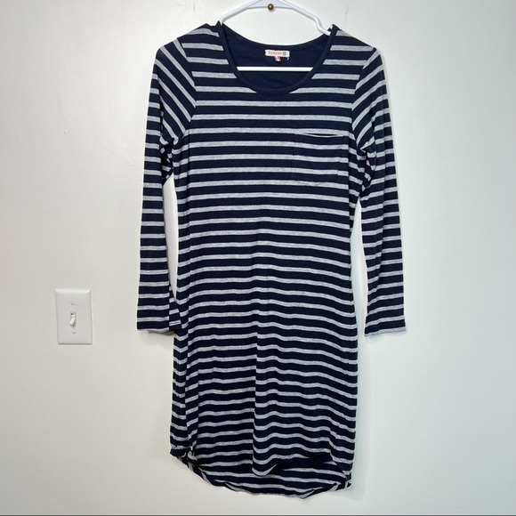 Sundry Blue and Gray Long Sleeve Crew Neck Dress - Picture 2 of 7